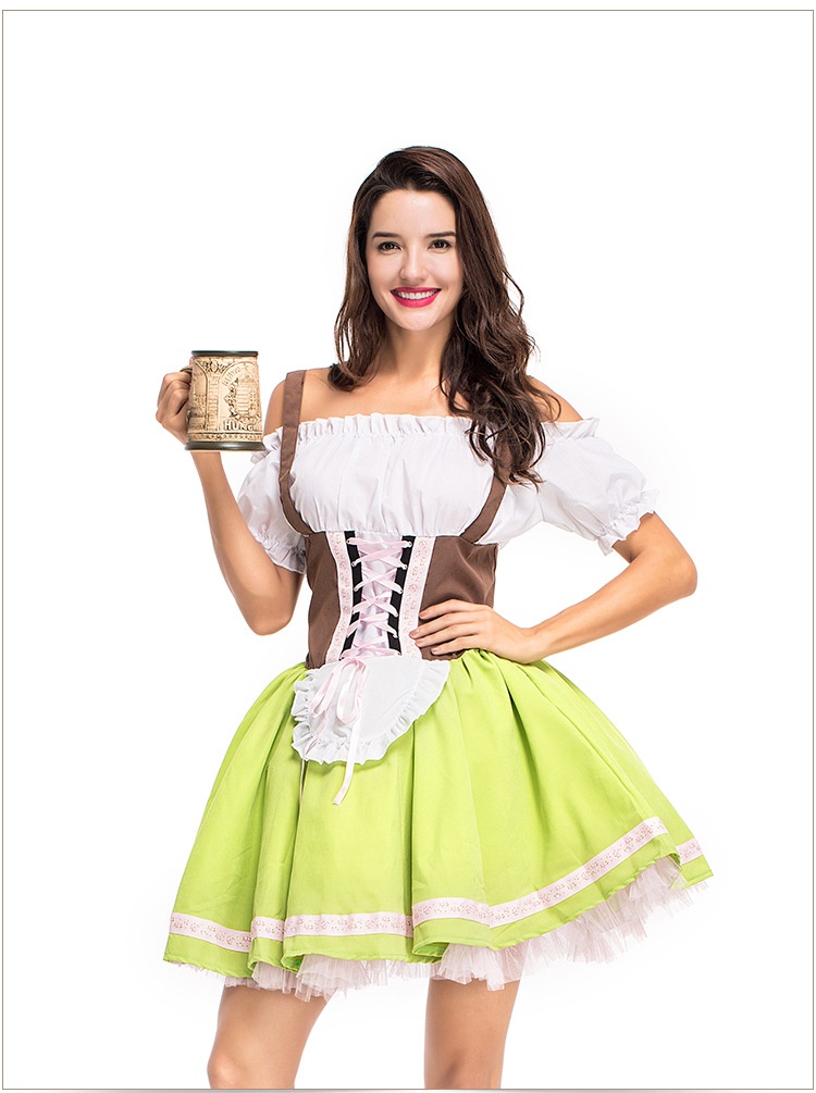 Женский костюм платье Октоберфест Dirndl Карнавал Баварская мини-горничная на шнуровке.